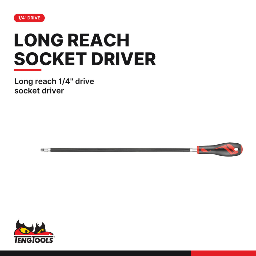 Teng Tools TTXMD41N 41 Piece Long Flexible Screwdriver and Socket Set, long reach 1/4" drive socket driver