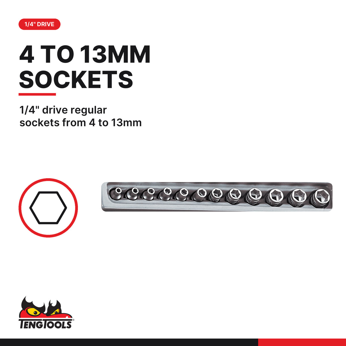 Teng Tools TTXMD41N 41 Piece Long Flexible Screwdriver and Socket Set, 1/4" drive regular sockets from 4 to 13mm