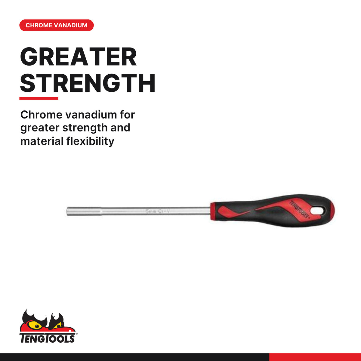 Teng Tools TTXND Nut Driver Set TTX4 9 Pieces, chrome vanadium for greater strength and material flexibility