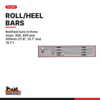 Teng Tools TTXPB3 Pry Bar Set Roll/Heel TTX4 3 Pieces, roll/heel bars in three sizes: 300, 400 and 500mm (11.8", 15.7" and 19