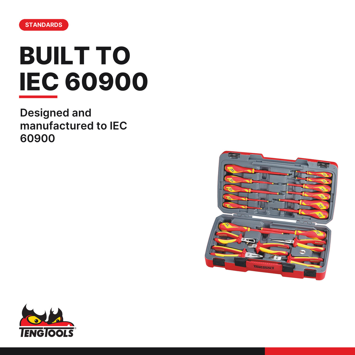 Teng Tools TV18N MECCA PRO Insulated Screwdriver & Plier Set 18 Pieces, designed and manufactured to iec 60900