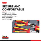 Teng Tools TV18N MECCA PRO Insulated Screwdriver & Plier Set 18 Pieces, tpr grip on the pliers and bi-material handles on the