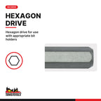 Teng Tools TX bits 40 mm with 10 mm or 12 mm hex drive, TX20 to TX70, 10/12 mm hexagon drive for use with appropriate bit