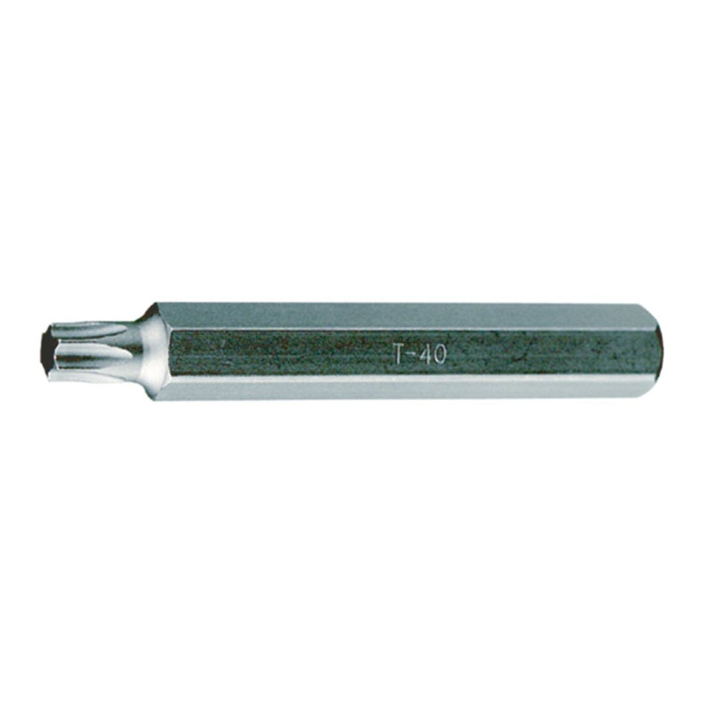 Teng Tools TX bits 75 mm with 10 mm or 12 mm hex drive, TX20 to TX70 on a white background