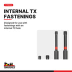 Teng Tools TX impact bits with 1/4 in hex shank, 30 mm (1.1 in), TX10 to TX40, designed for use with fastenings with an