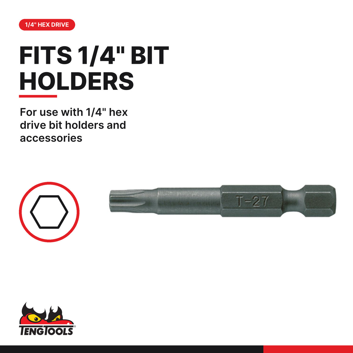 Teng Tools TX5001503 1/4 Inch Hex Shank TX Torx Screwdriver Bits 50 mm, for use with 1/4" hex drive bit holders and