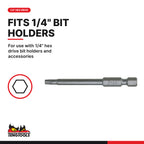 Teng Tools TX7001002 1/4" TX Bit 70mm TX10 (2 Pieces), for use with 1/4" hex drive bit holders and accessories