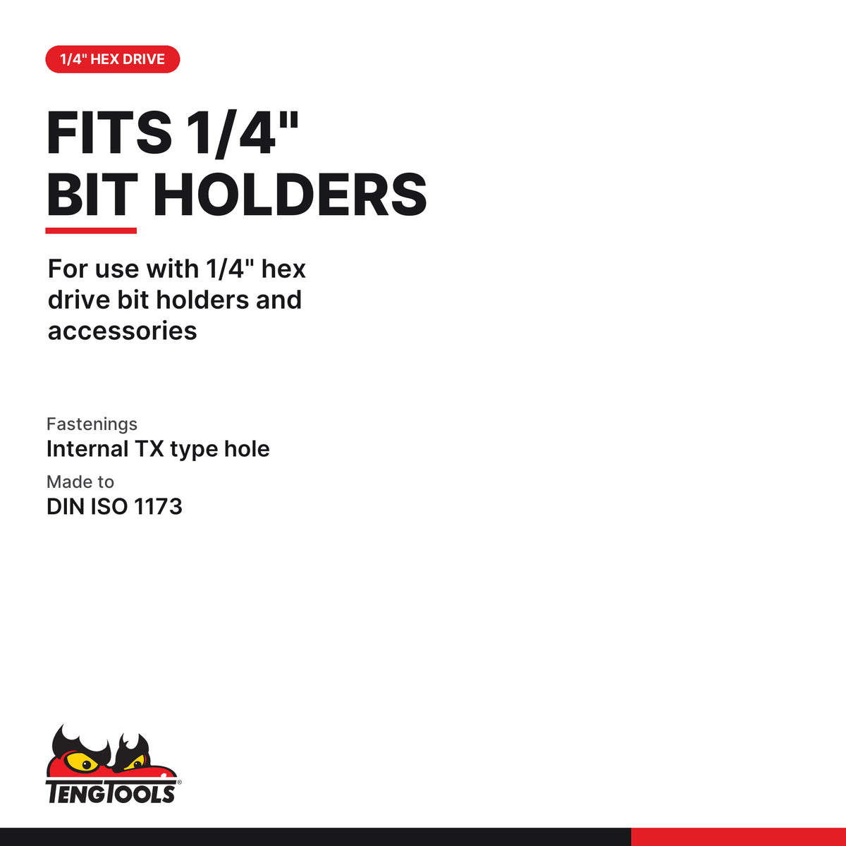 Teng Tools TX8903001 1/4 Inch Hex Shank TX89 Screwdriver Bits, for use with 1/4" hex drive bit holders and accessories