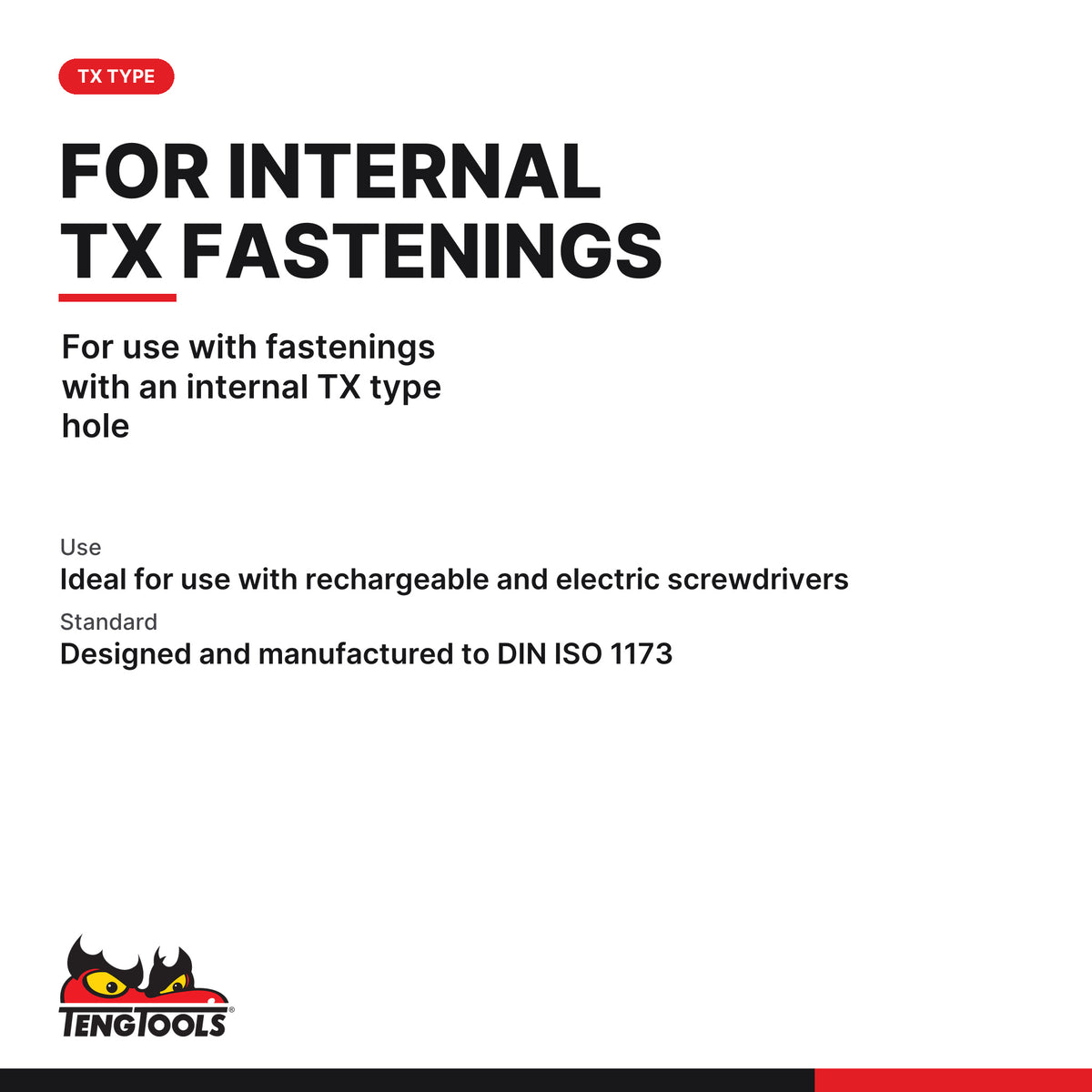 Teng Tools TXX32202505 1/4" Double Ended TX Bit TX20 x TX25 ×5, for use with fastenings with an internal TX type hole