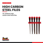 Teng Tools WRFL05 Hand File Set Wall Rack 5 Pieces, 10" (250mm) high carbon steel hand files