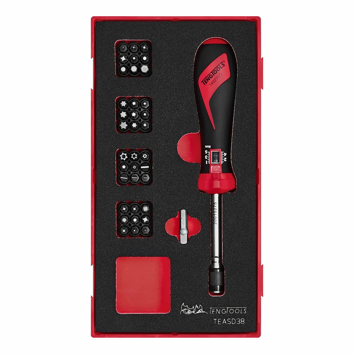Teng Tools TEASD38 Torque Screwdriver Set FOAM1 38 Pieces on a white background