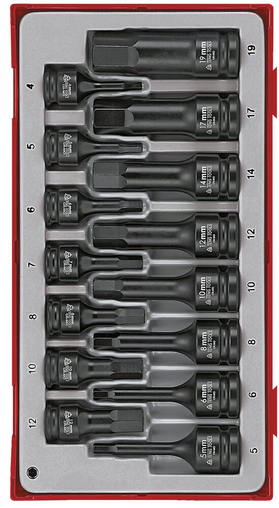 3/8" & 1/2" Hex Impact Socket Set DIN TT1 15 Pieces