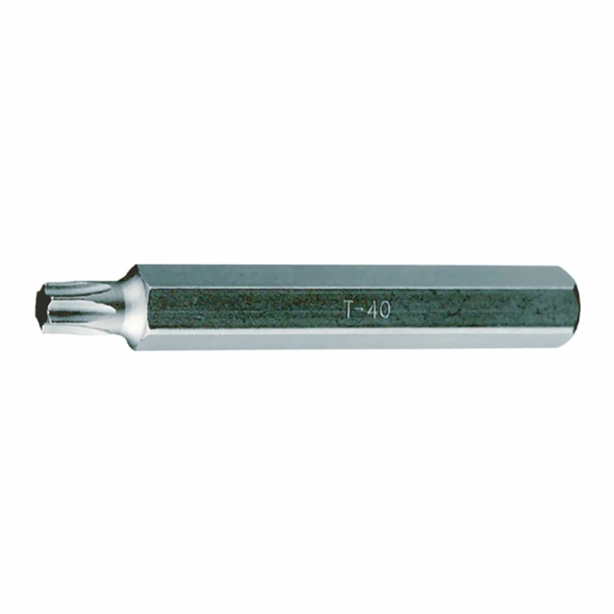 Teng Tools TX bits 75 mm with 10 mm or 12 mm hex drive, TX20 to TX70 on a white background