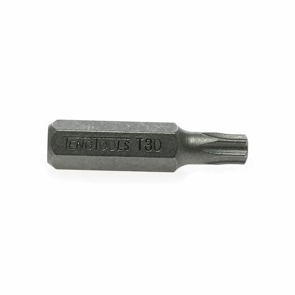 Teng Tools TX impact driver bits with 5/16 in hex shank, 36 mm (1.4 in), TX30 to TX55 on a white background