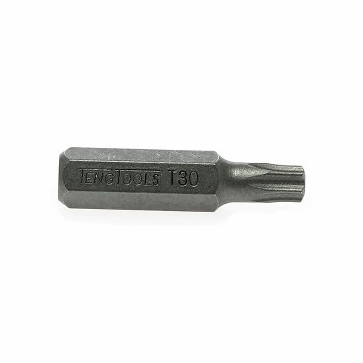 Teng Tools TX impact driver bits with 5/16 in hex shank, 36 mm (1.4 in), TX30 to TX55 on a white background
