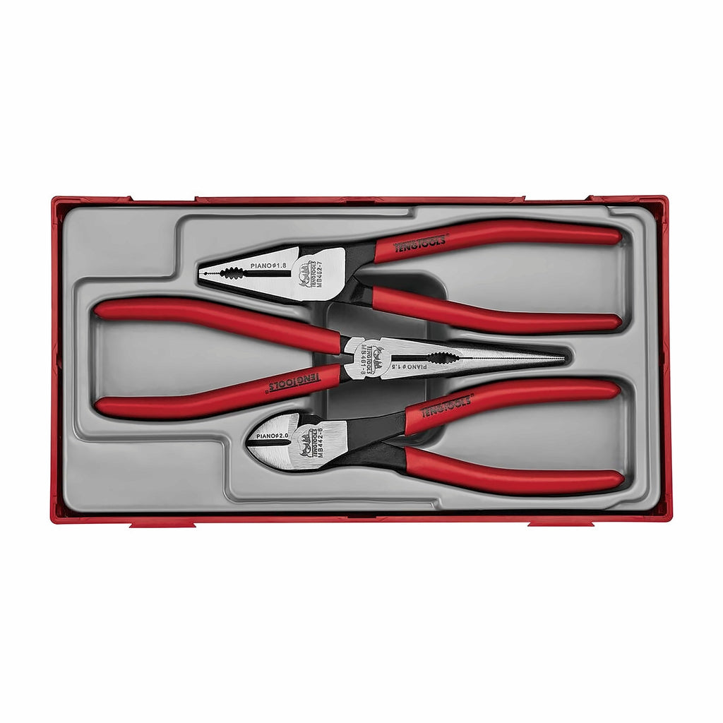 Teng Tools TTMB03 Vinyl grip plier set TT1 3 pieces on a white background