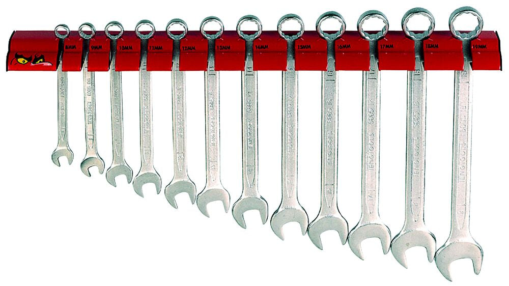 Combination Spanner Set 8–19 mm Wall Rack 12 Pieces