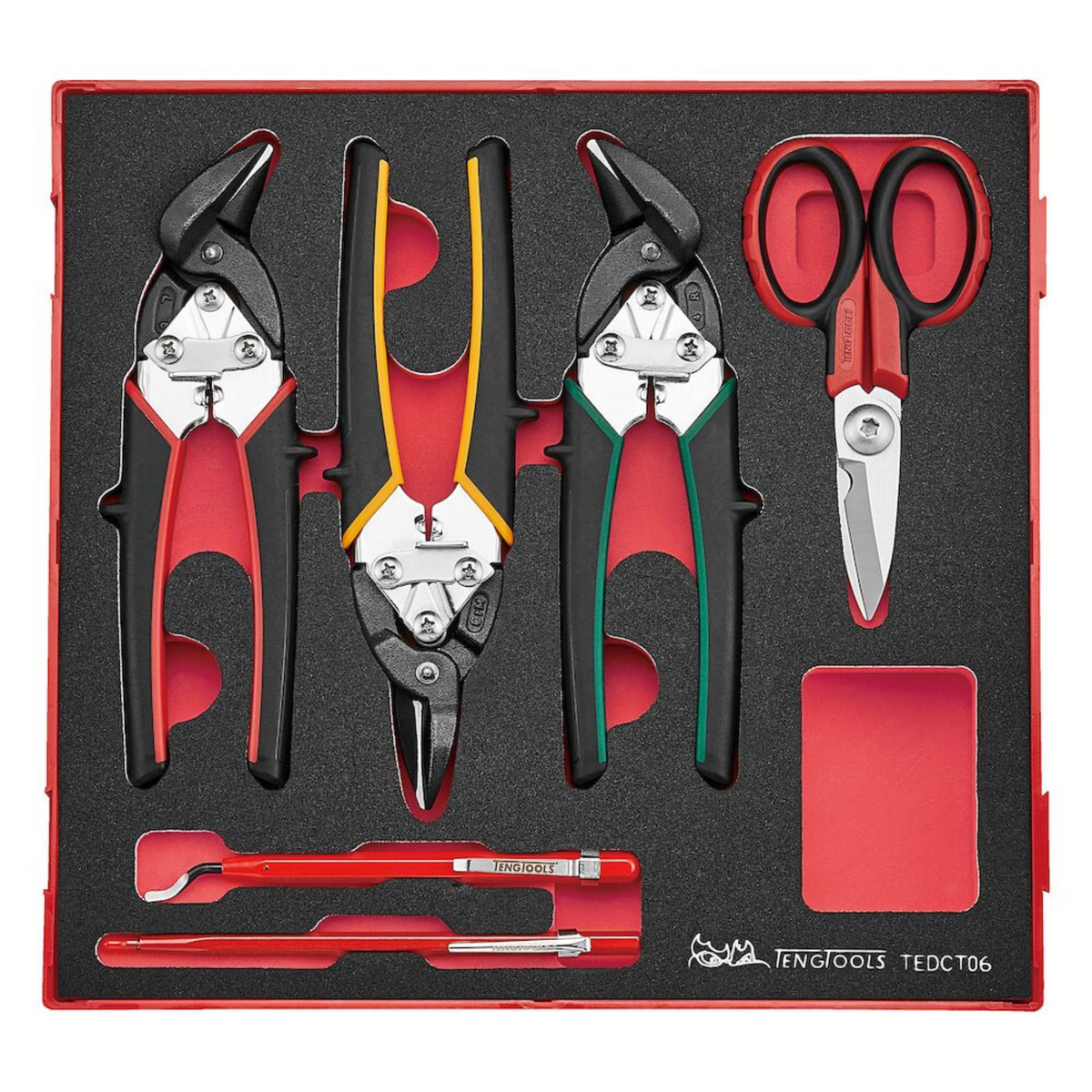 Teng Tools 6 Piece High Leverage Mini Tin Snip, Scissor, Scriber & Deb ...