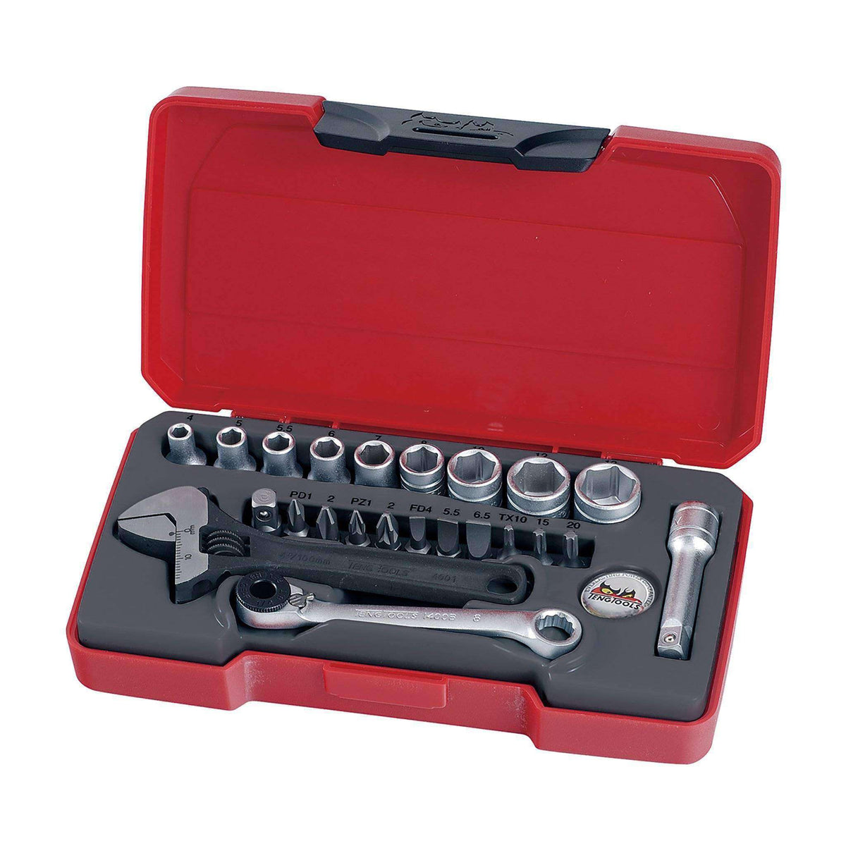 Teng Tools 23 Piece 1/4 Inch Drive 6 Point Metric Regular/Shallow Sock ...