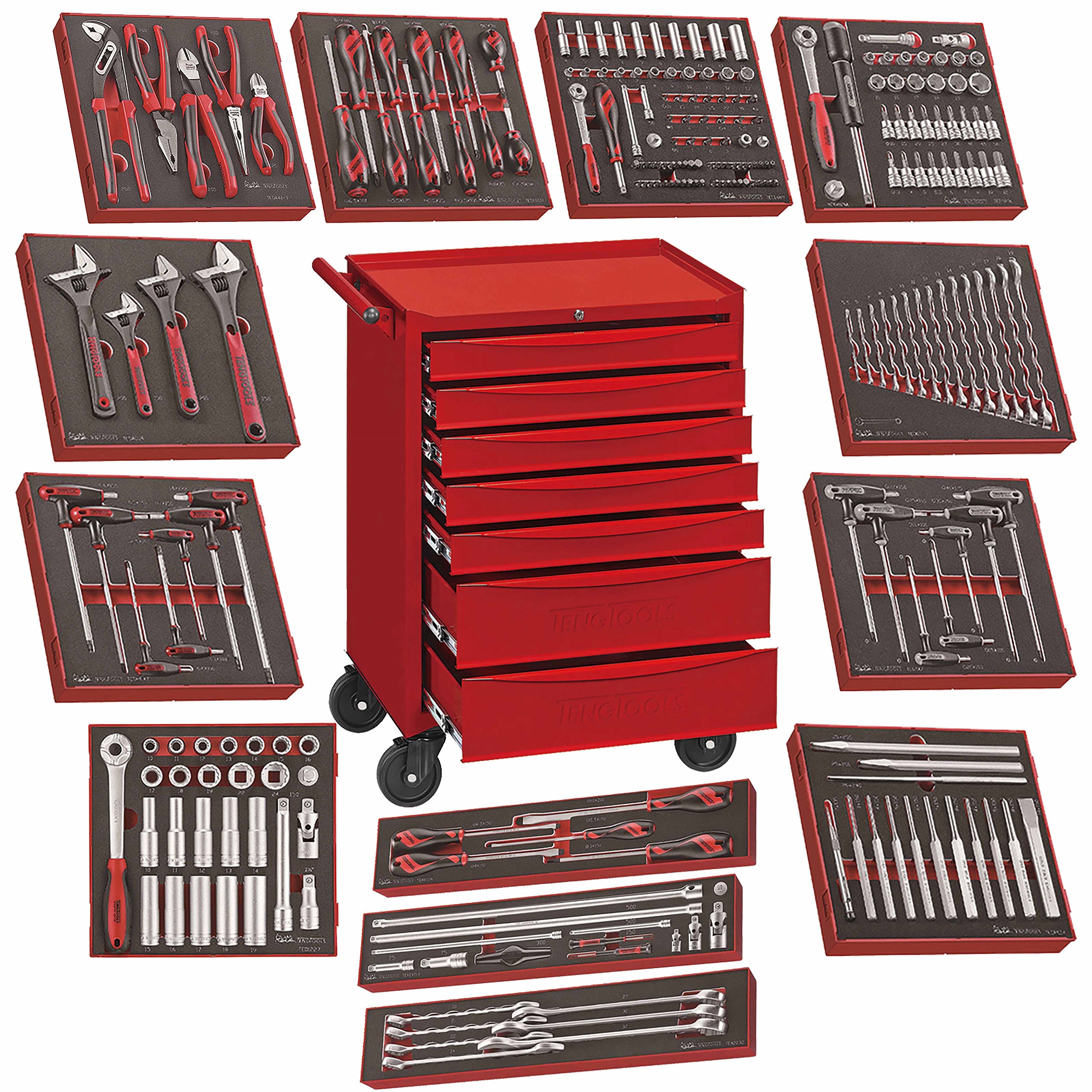 Teng Tools 240 Piece Complete Mixed EVA Foam General Hand Tool Kit (Me ...