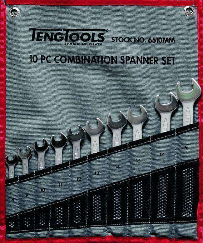 Teng Tools - 10 Piece Metric Combination Spanner Set 8-19mm - TEN-O-6510MM - Teng Tools USA