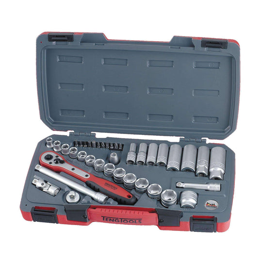 Teng Tools 39 Piece 3/8 Inch Drive 6 Point Metric Regular/Shallow & De ...