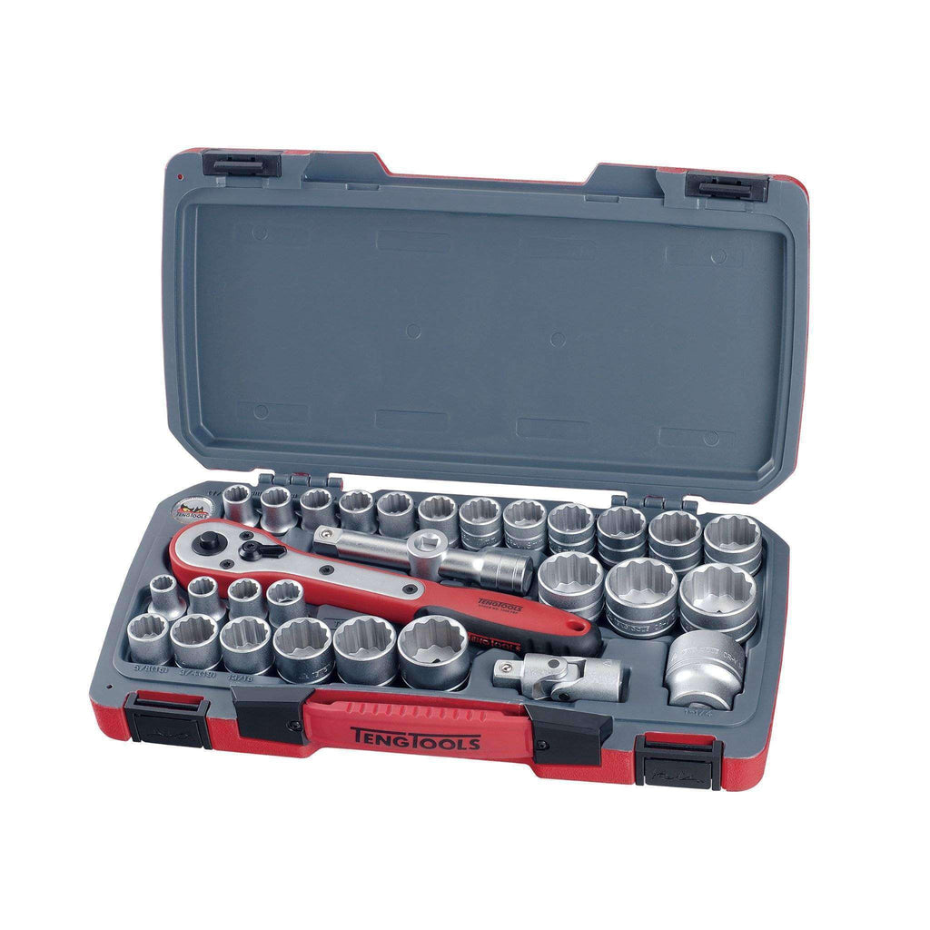 Teng Tools - 30 Piece 1/2" Drive 12 Point Metric and SAE Socket Set - TEN-O-T1230 - Teng Tools USA