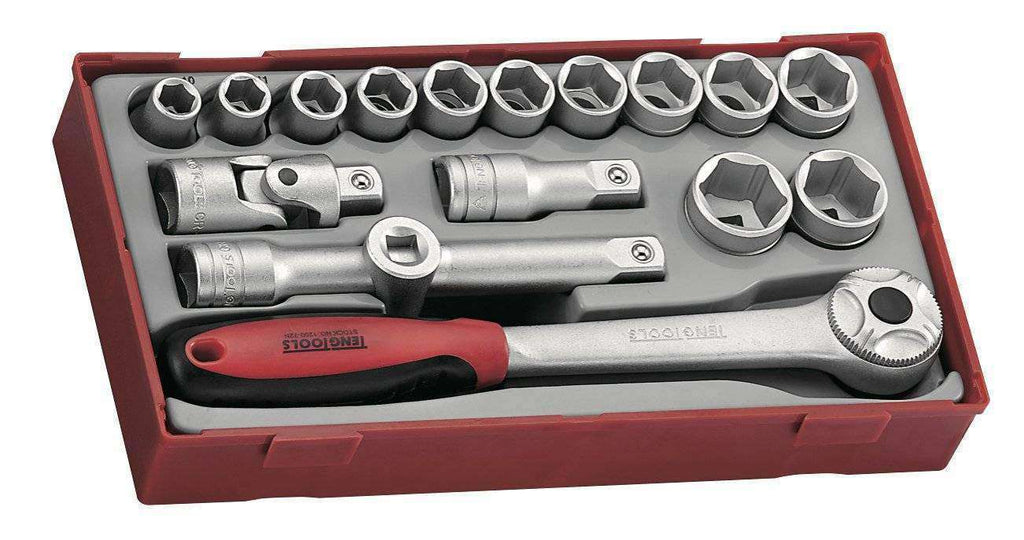 Teng Tools - 17 Piece 1/2 inch Drive 6 Point Socket Set - TEN-O-TT12186 - Teng Tools USA