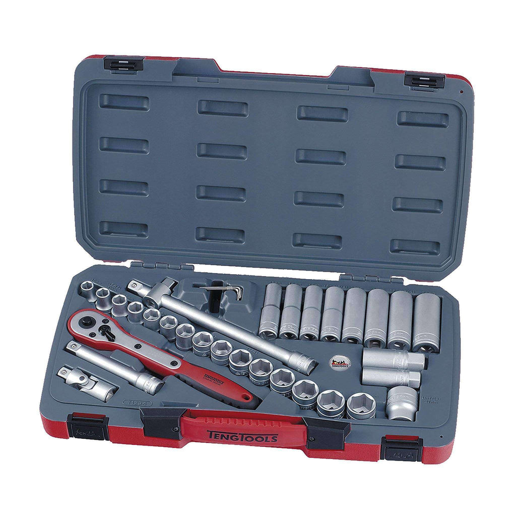 Teng Tools - 34 Piece 1/2 inch Drive 6 Point Regular and Deep Socket Set - TEN-O-T1234 - Teng Tools USA