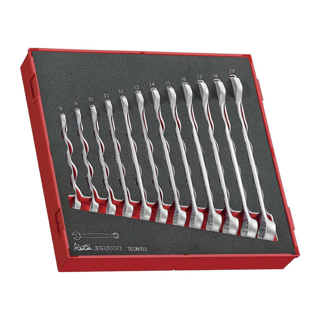 Teng Tools - 12 Piece Anti Slip Combination Wrench Set in EVA Tray - TEN-O-TED8012 - Teng Tools USA