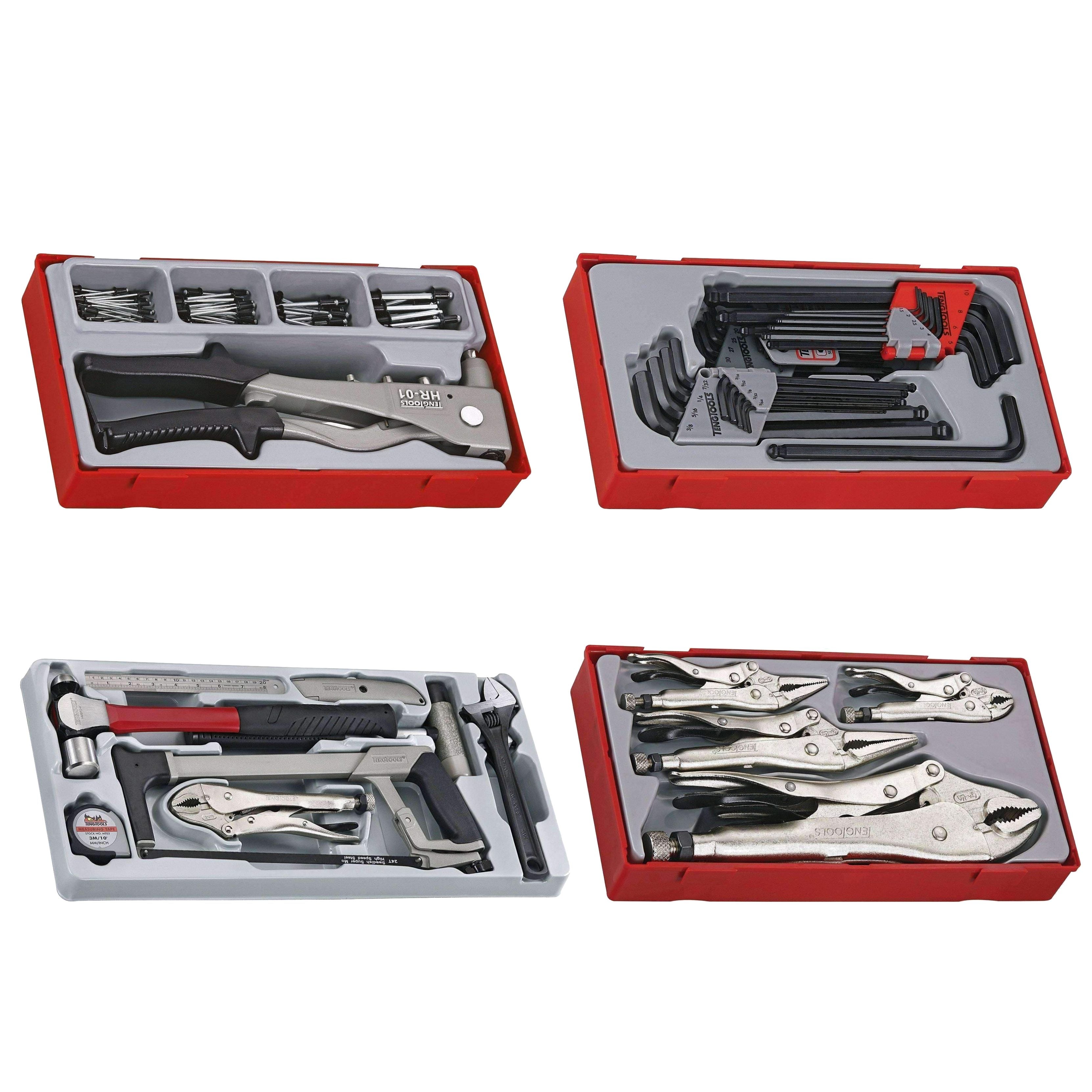 Teng Tools 10 and 12 inch Flat Jaw Power Vise Grip Locking Pliers - 10 inch