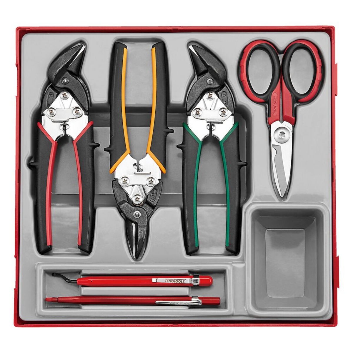 Teng Tools 6 Piece High Leverage Mini Tin Snip, Scissor, Scriber & Deb ...