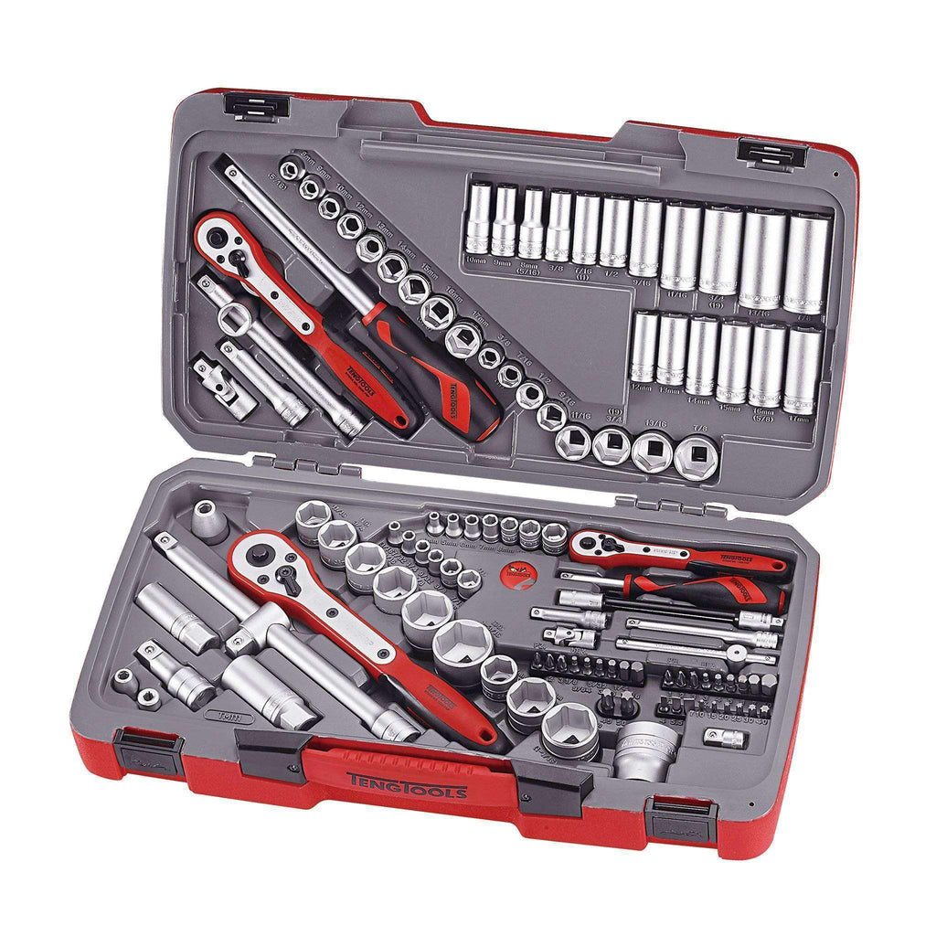 Teng Tools - 111 Piece Mixed Drive Socket Set 1/4, 3/8, 1/2 Inch - TEN-O-TM111 - Teng Tools USA