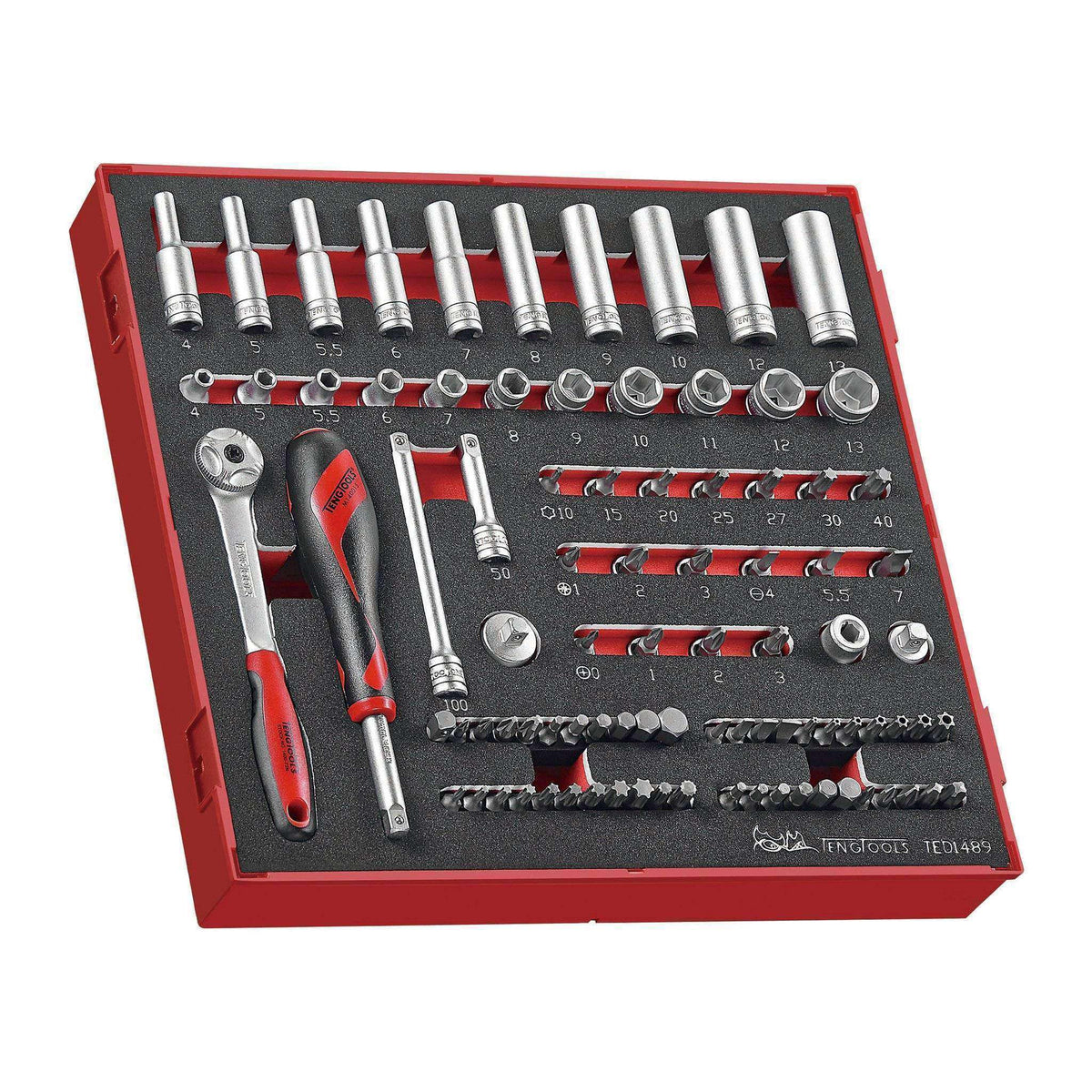 Teng Tools 89 Piece 1/4 Inch Drive 6 Point Metric Regular/Shallow & Bi ...