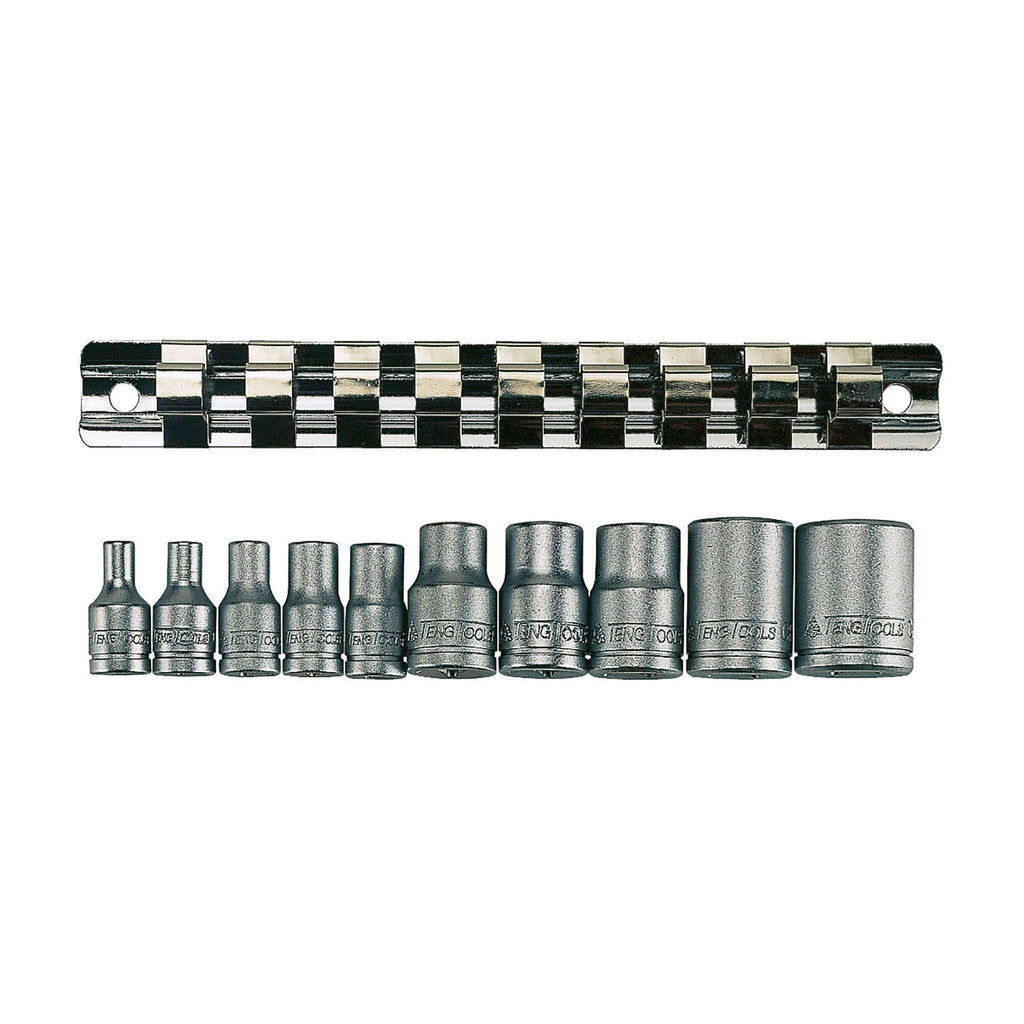 Teng Tools - 10 Piece 1/4 inch and 3/8 inch TX-E Socket Set Clip Rail - TEN-O-M3814 - Teng Tools USA