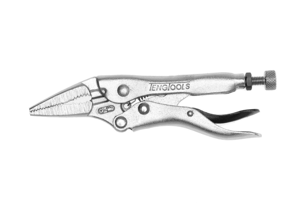 Teng Tools - 4 Inch Plated Long Nose Power Grip Locking Pliers - 404-4 - Teng Tools USA