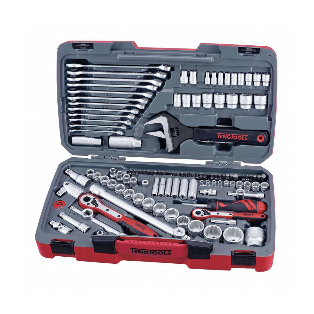 Teng Tools - 127 Piece 1/4”, 3/8” and 1/2” Drive Socket Set Metric and SAE - TEN-O-TM127 - Teng Tools USA