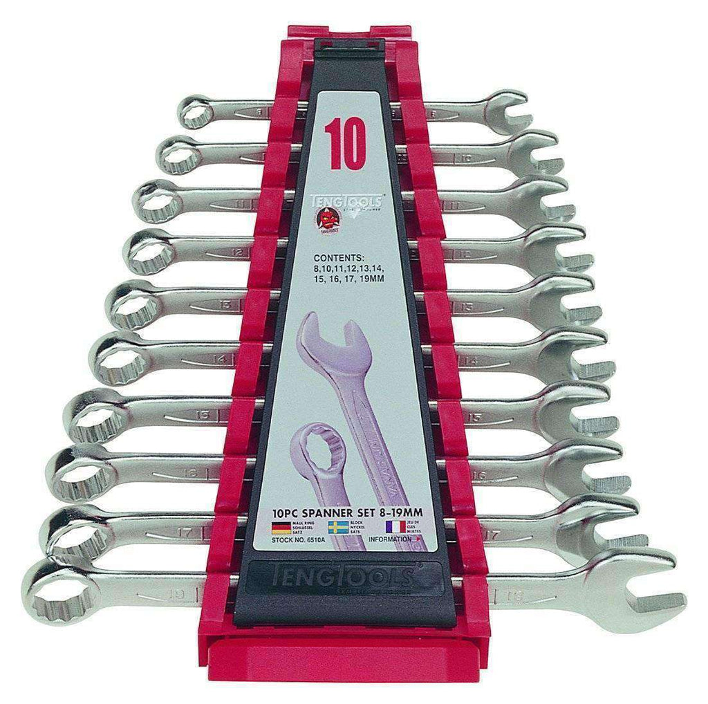 Teng Tools - 10 Piece Metric Combination Spanner Set 8-19mm - TEN-O-6510A - Teng Tools USA