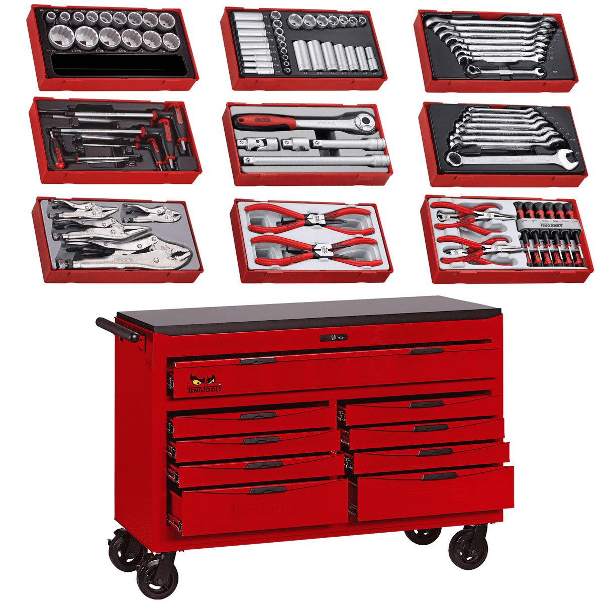 Teng Tools 515 Piece SAE Tool Kit with a 53 Inch Wide Roller Cabinet ...